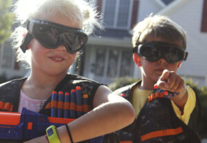 Kids Playing NERF